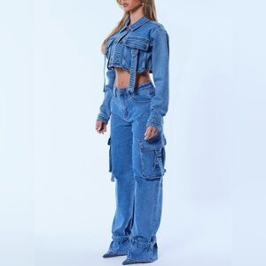 FINAL PRICE💲Fashion Nova Love Hurts Ankle Strap Cargo Jeans